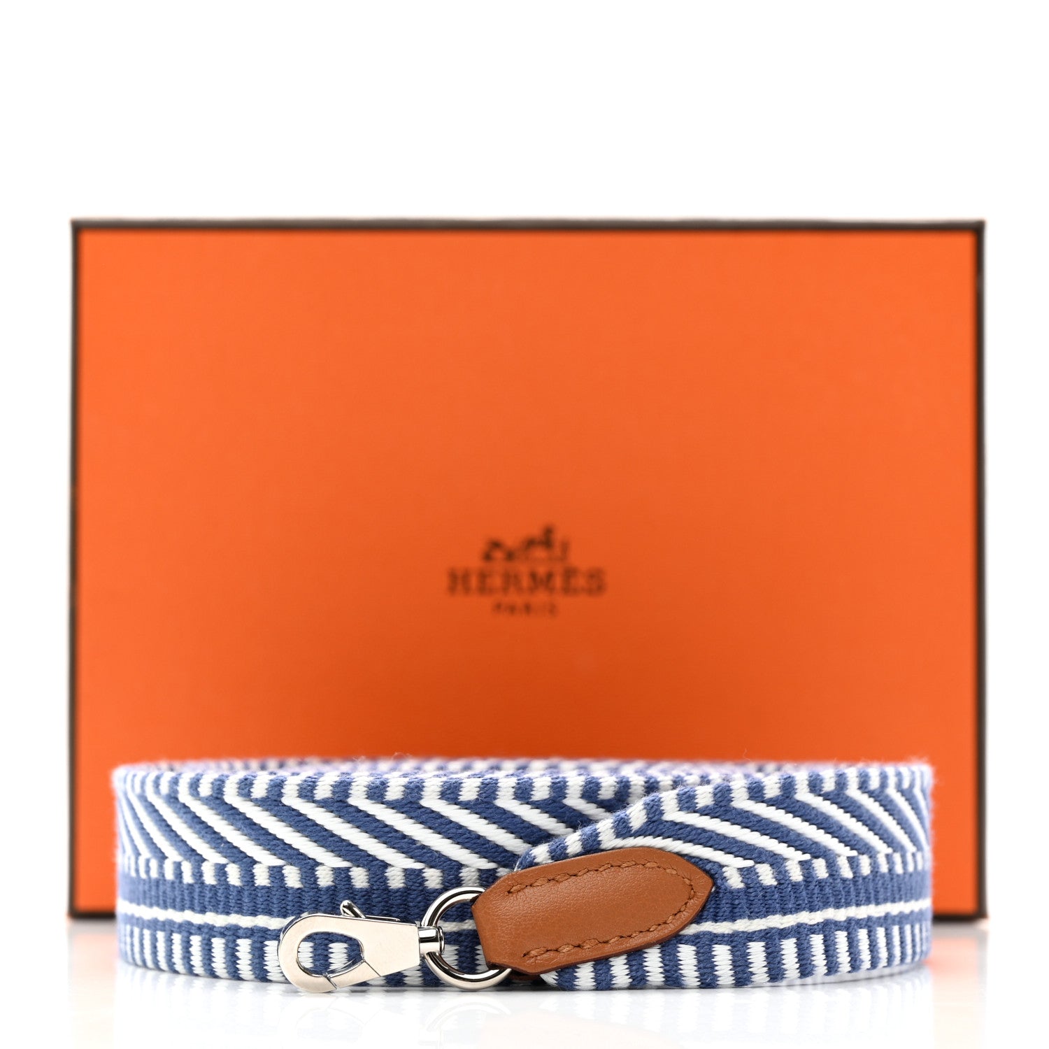 Hermes Toile Swift 25mm Sangle ZigZag Shoulder Strap Bleu Brighton 5 of 5