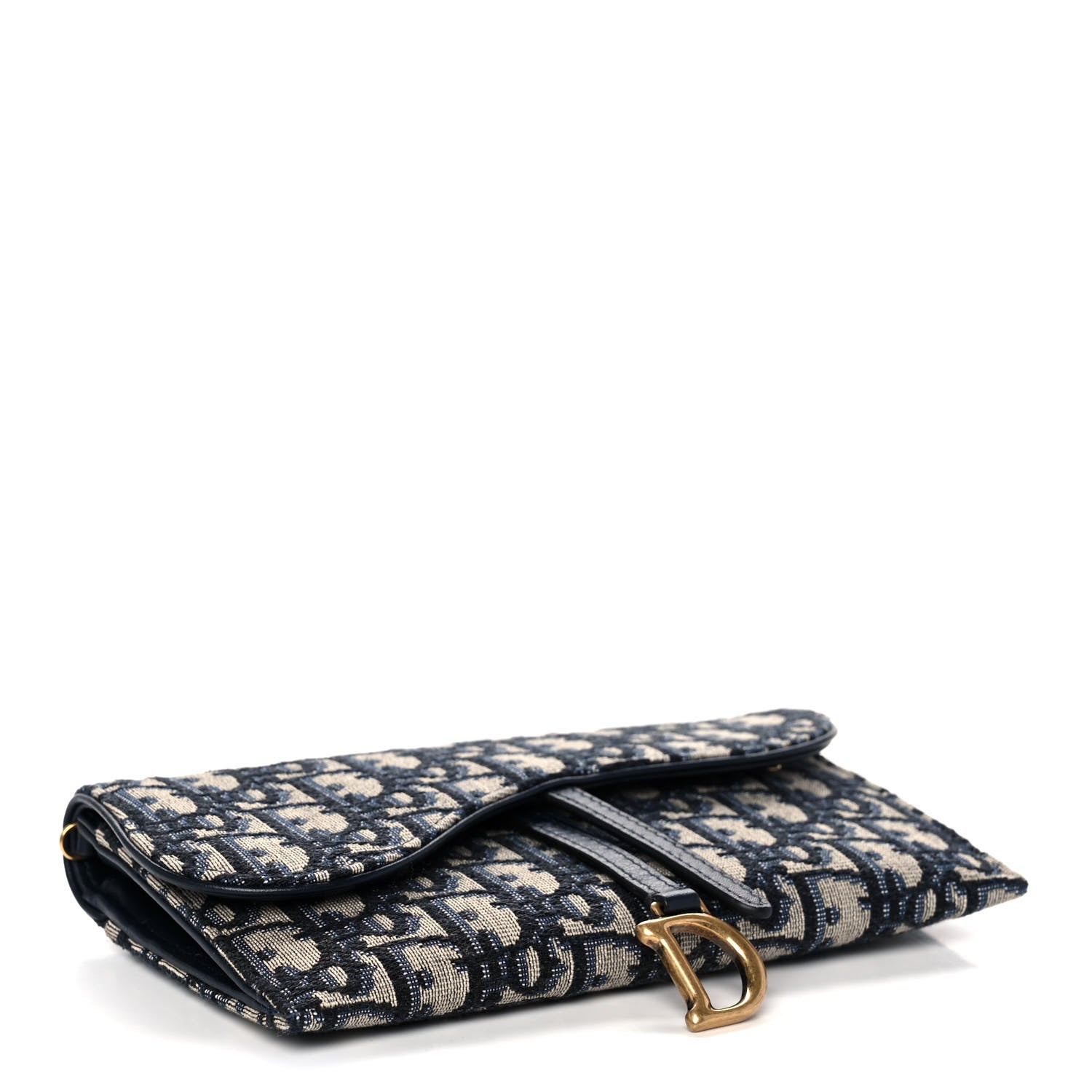 Christian Dior Oblique Saddle Chain Long Wallet Blue 4 of 12