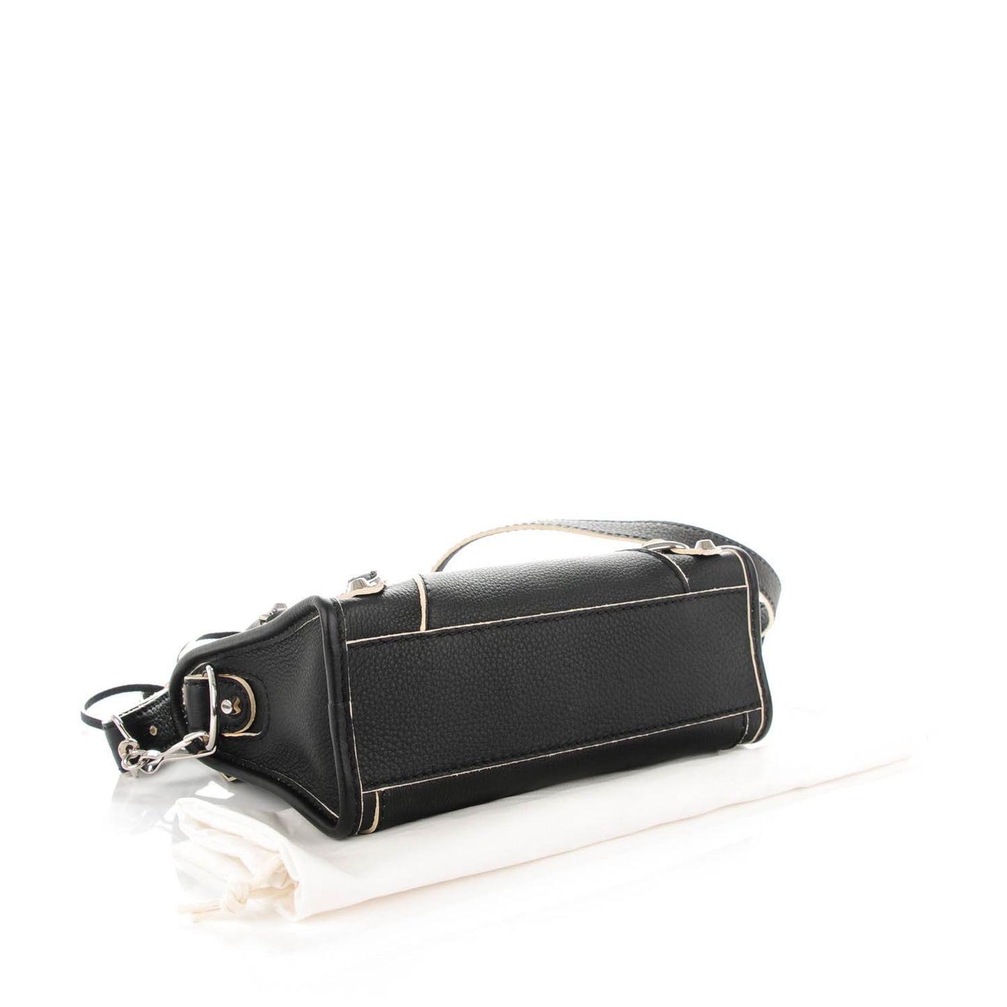 Supple Grained Calfskin Classic Silver Hardware Highlight Mini City Black