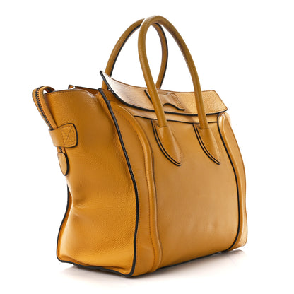 Celine Drummed Calfskin Mini Luggage Ocre 3 of 17