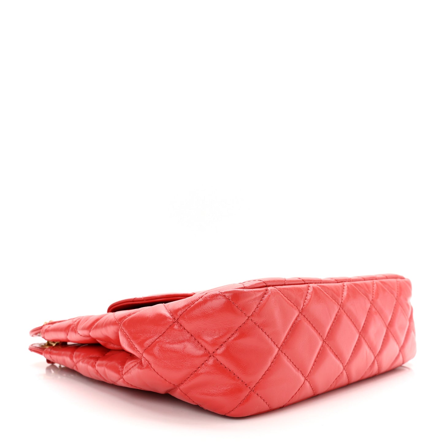 Shiny Crumpled Calfskin Quilted Wavy CC Hobo Red
