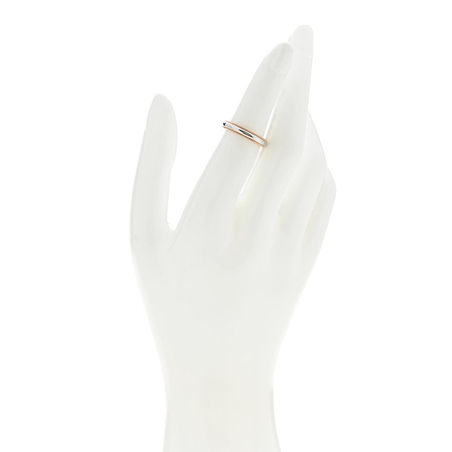 Tiffany Platinum 18K Rose Gold 3mm Milgrain Band Ring 50 5.5 2 of 5