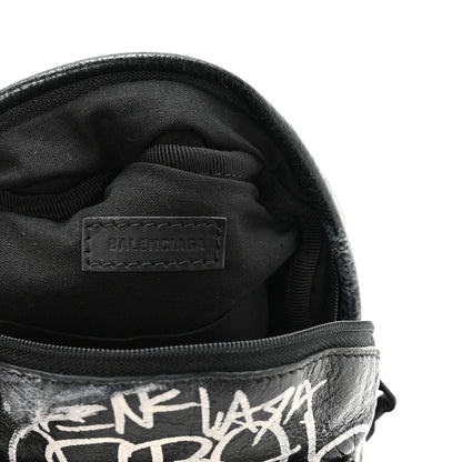 Balenciaga Agneau Arena Graffiti All Over Mini Explorer Crossbody Backpack  Black White 6 of 9