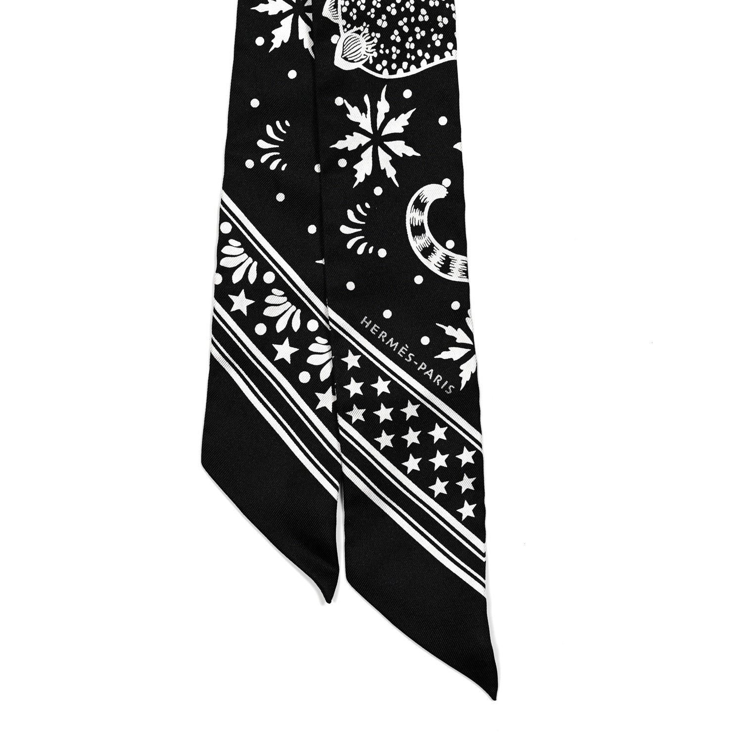 Hermes Silk Les Leopards Twilly Black White 2 of 4