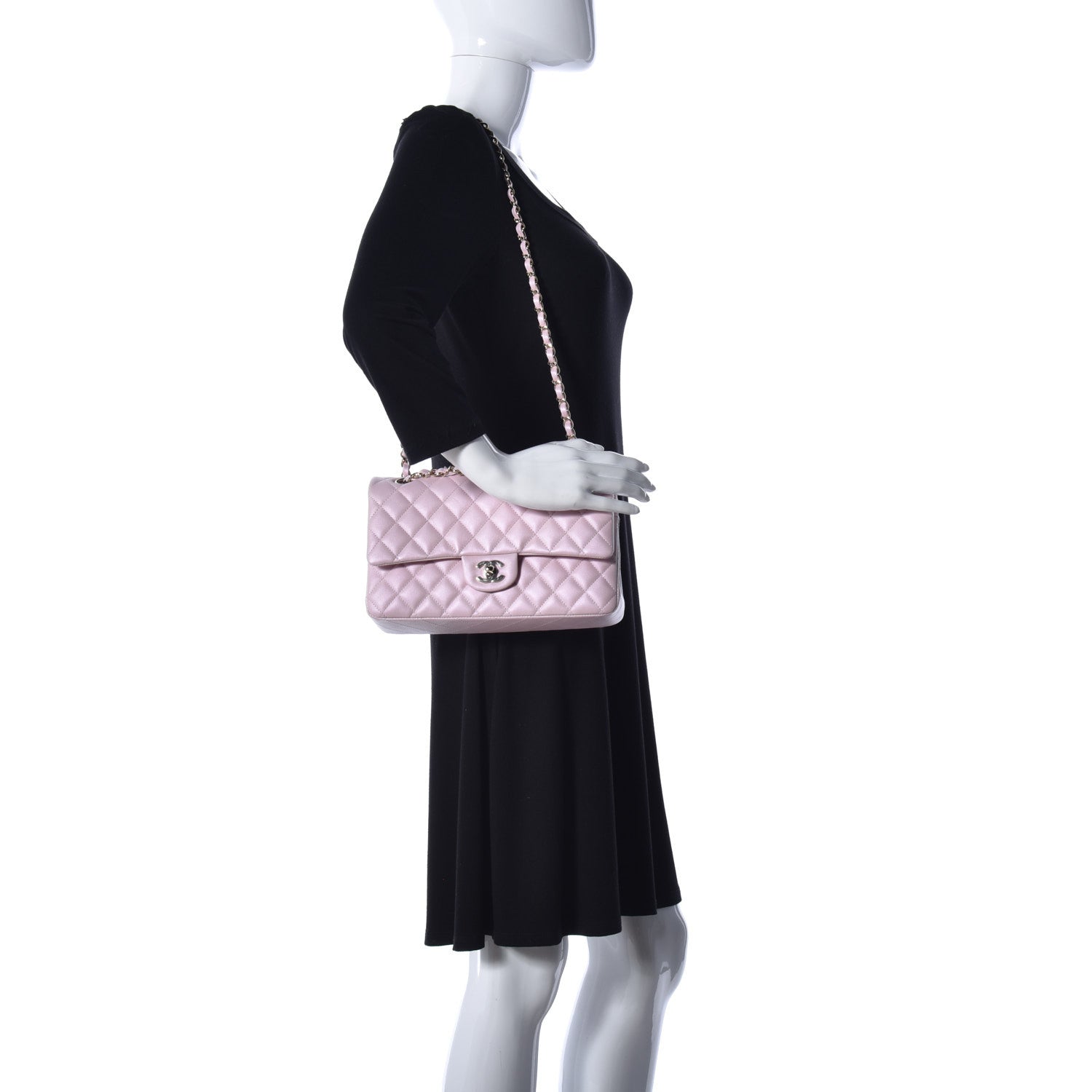 Chanel Iridescent Calfskin Quilted Medium Double Flap Light Pink 2 of 12