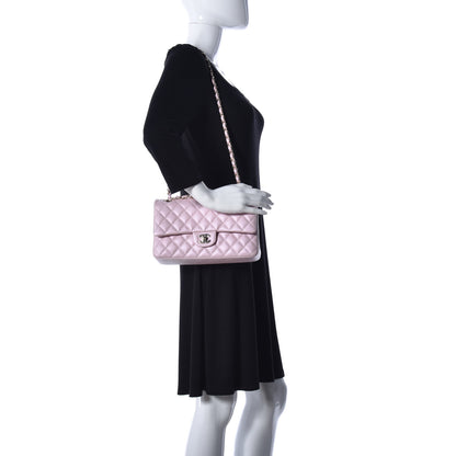 Chanel Iridescent Calfskin Quilted Medium Double Flap Light Pink 2 of 12