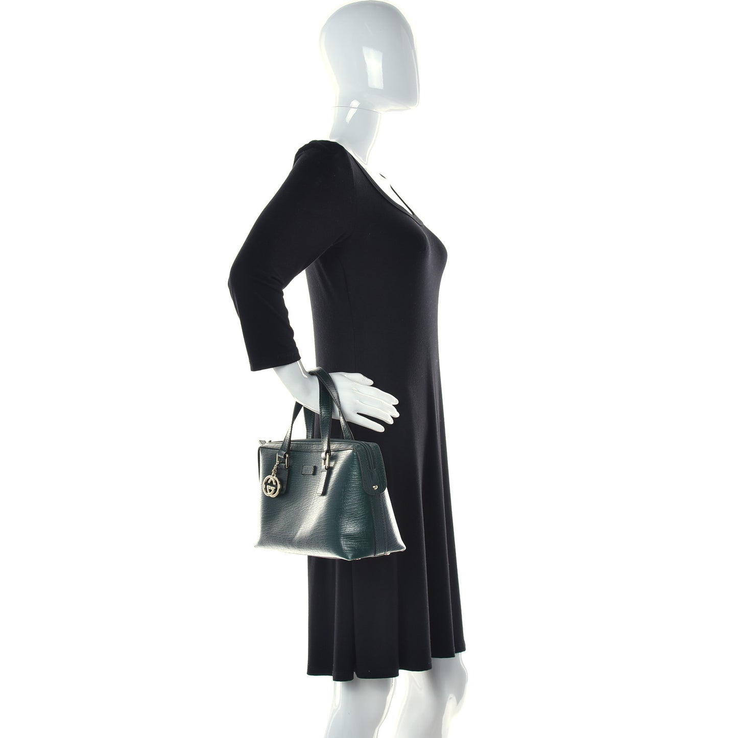 Textured Calfskin Small Boston Green