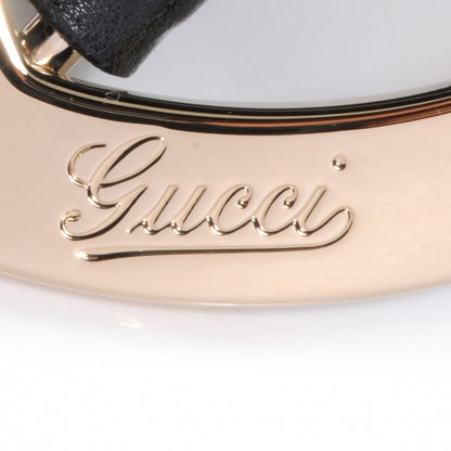 Gucci Leather Heart Shaped Buckle w/ Engraved Script Logo Belt 100/40 Black 3 of 5