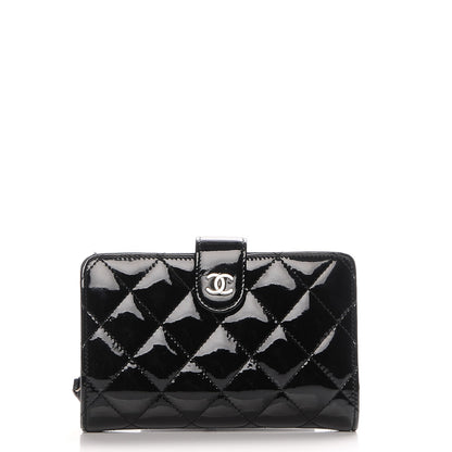 Chanel Patent Quilted Zip Pocket Wallet Black 1 of 8