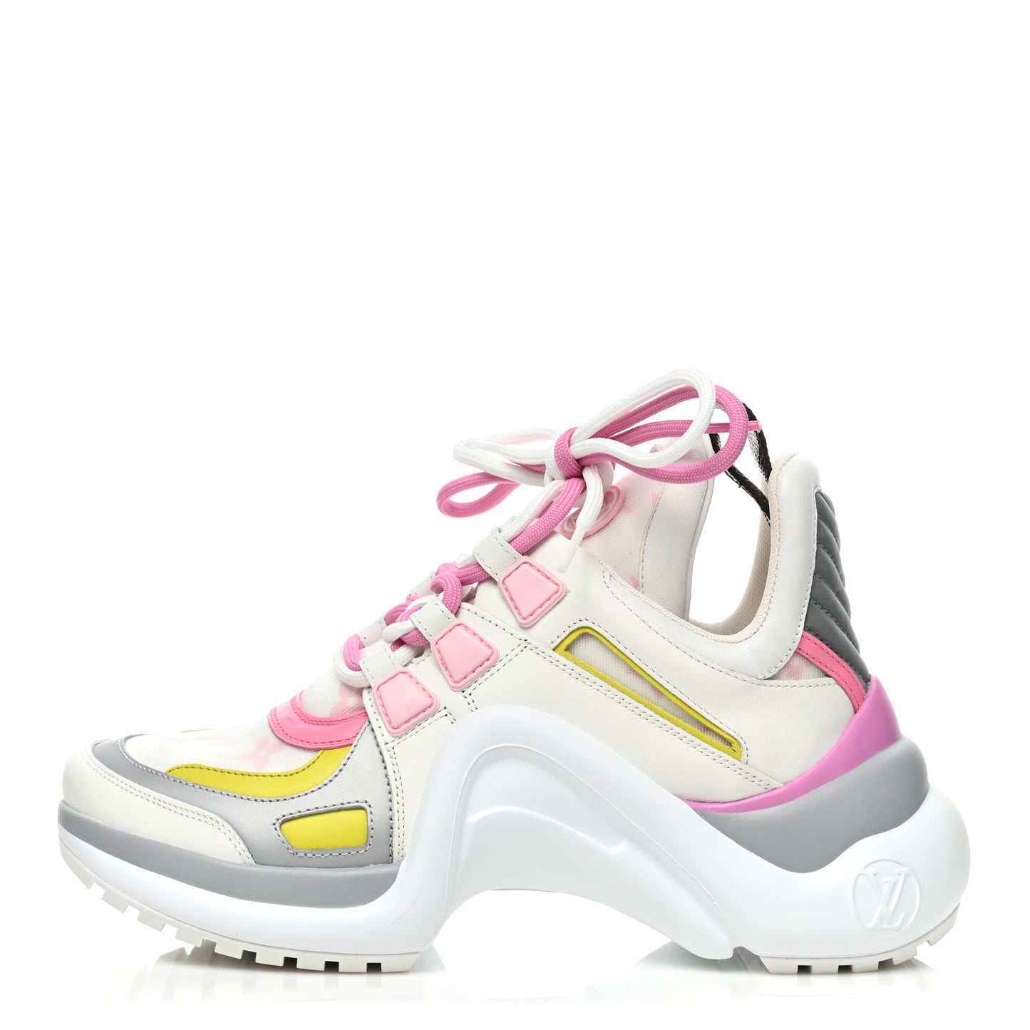Calfskin Nylon LV Pop Archlight Sneaker 35 Pink Yellow