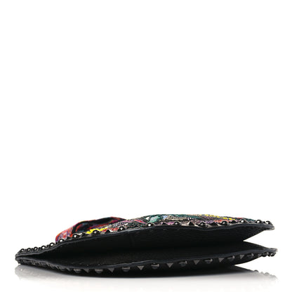 Valentino Garavani Calfskin Beaded Guitar Strap Rockstud Rolling Hobo Bag Black 4 of 8