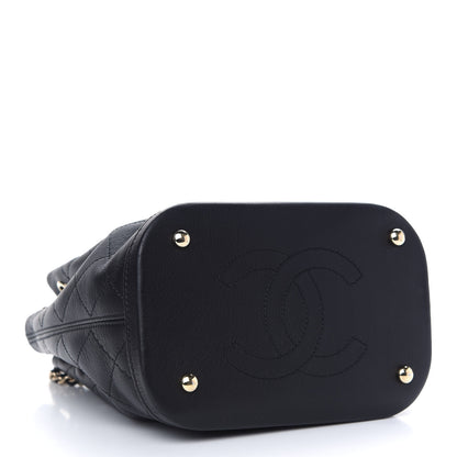 Chanel Calfskin Stitched Chain Bucket Bag Black 4 of 9