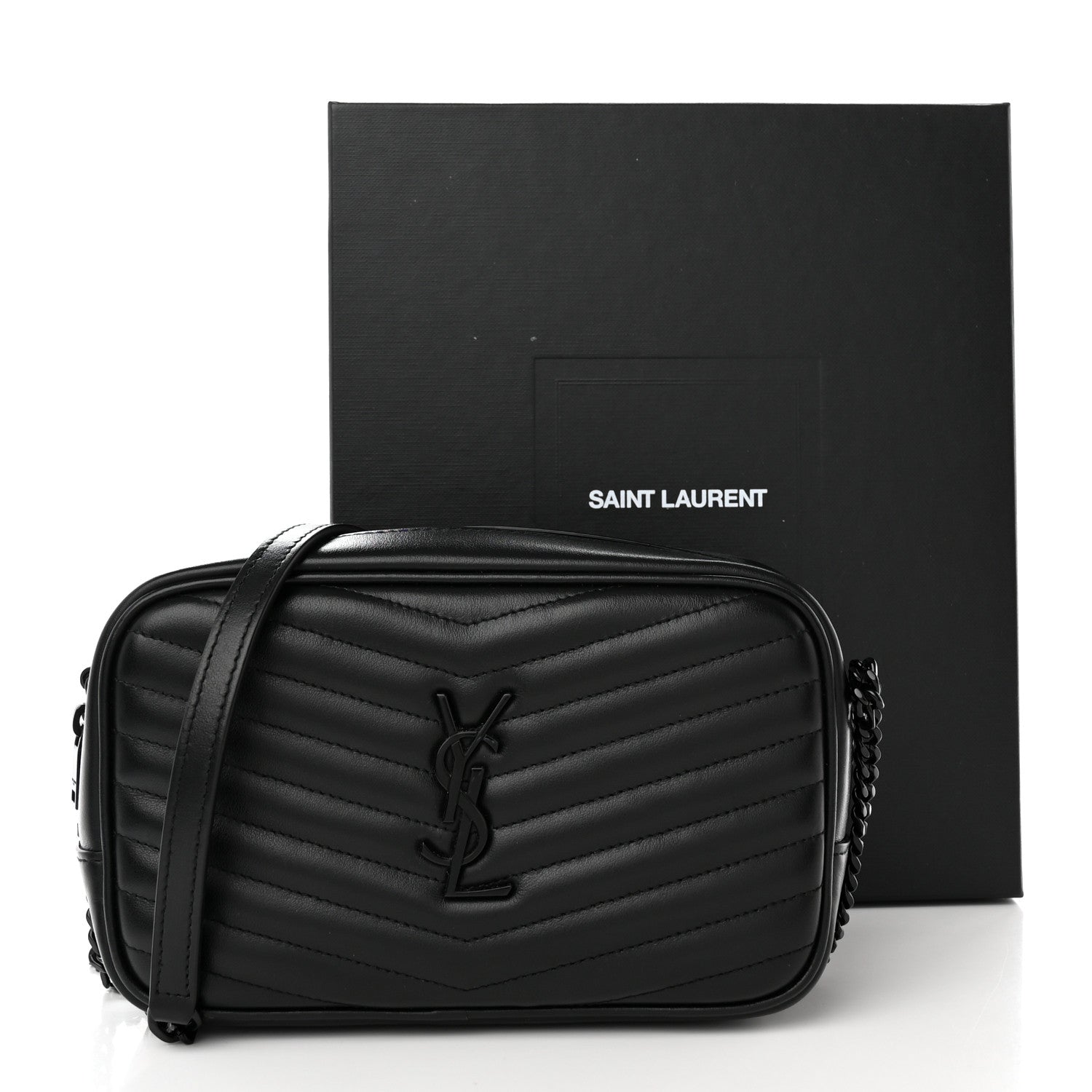 Saint Laurent Calfskin Matelasse Monochrome Monogram Mini Lou Camera Bag Black 10 of 10