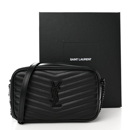 Saint Laurent Calfskin Matelasse Monochrome Monogram Mini Lou Camera Bag Black 10 of 10