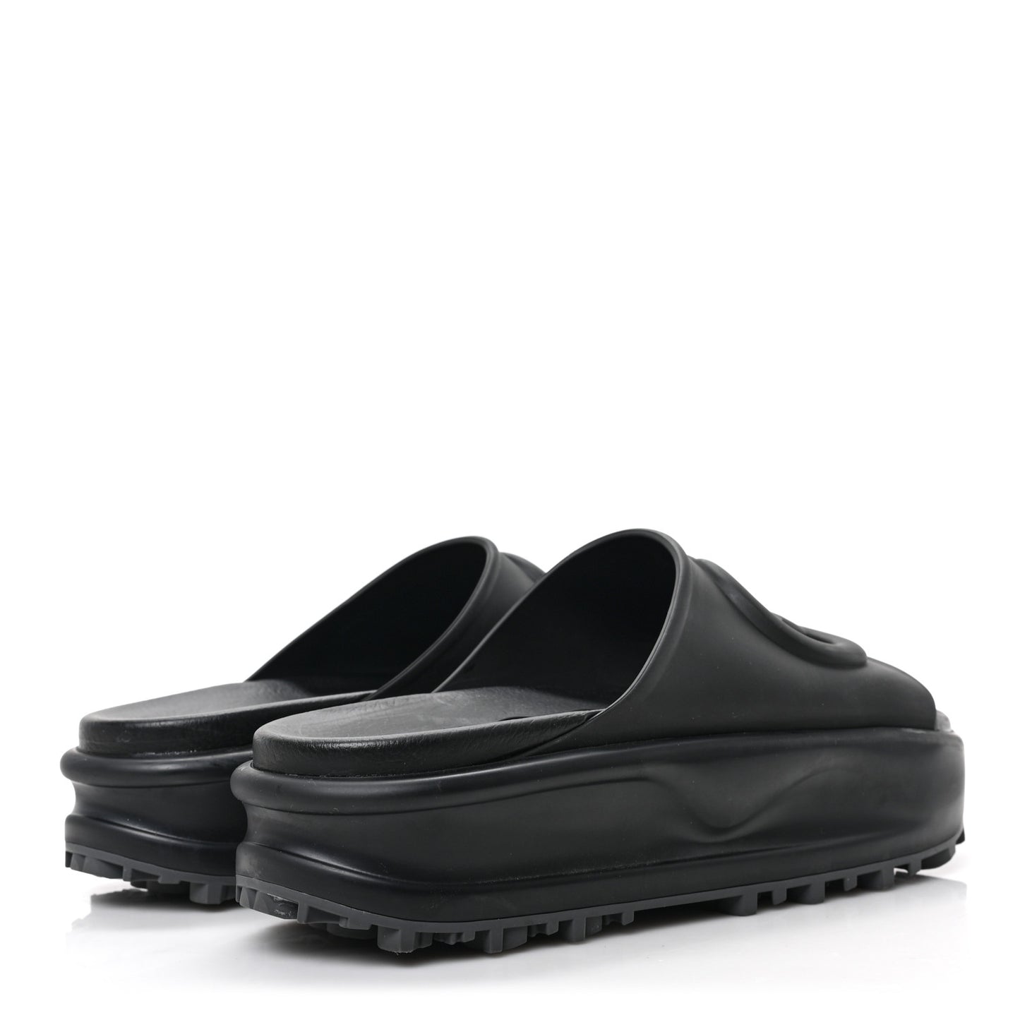 Soft Rubber Womens Interlocking G Platform 42mm Slide Sandals 41 Black