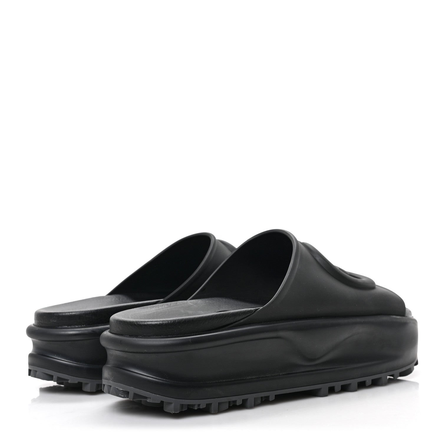 Gucci Soft Rubber Womens Interlocking G Platform 42mm Slide Sandals 41 Black 4 of 7