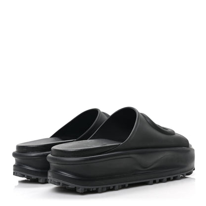 Gucci Soft Rubber Womens Interlocking G Platform 42mm Slide Sandals 41 Black 4 of 7