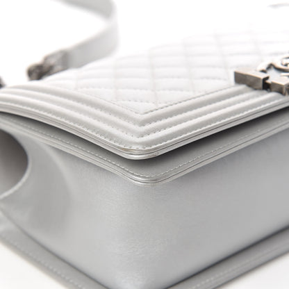 Chanel Metallic Calfskin Quilted Medium Boy Flap Silver 12 of 16