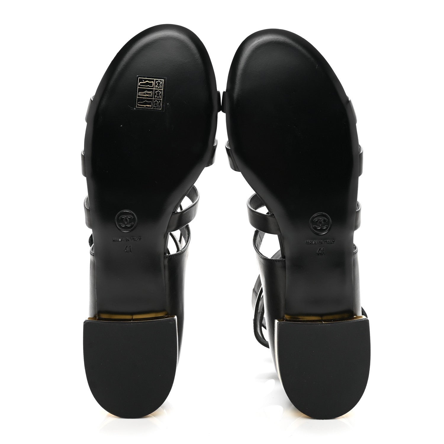 Chanel Calfskin Pearl Gladiator Sandals 41 Black 5 of 8