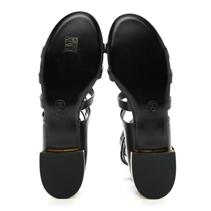 Chanel Calfskin Pearl Gladiator Sandals 41 Black 5 of 8