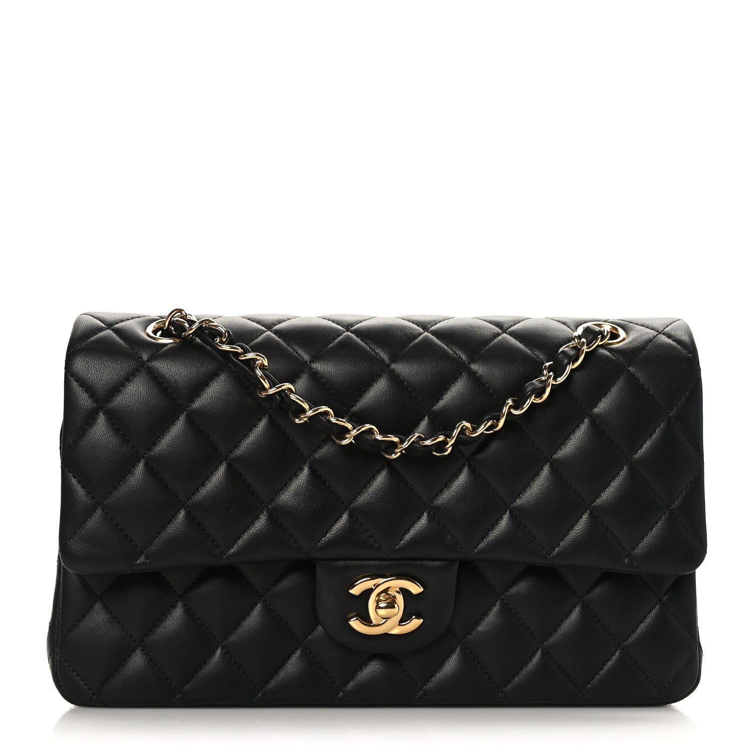 Chanel Lambskin Quilted Medium Double Flap Black 1 of 9