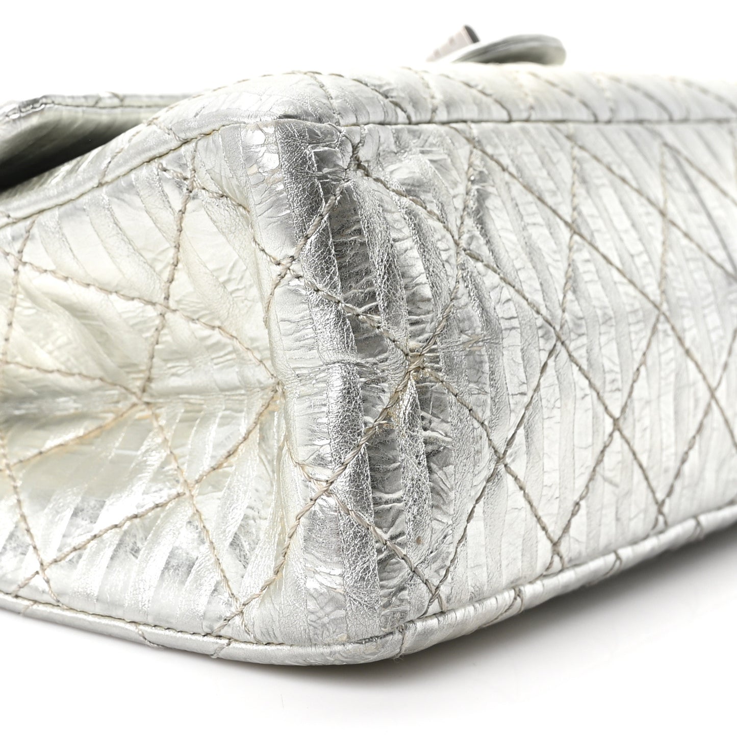 Metallic Striped Calfskin 2.55 Reissue 226 Flap Silver Silver