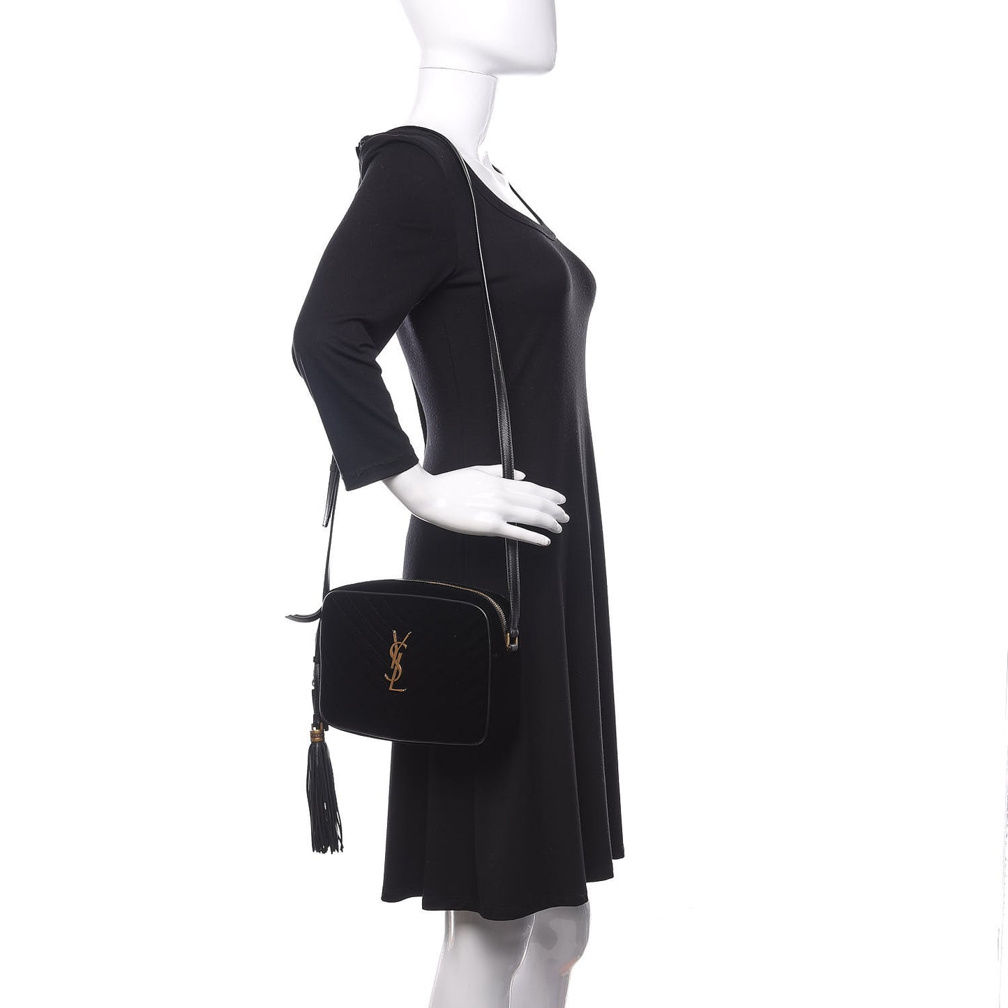 Velvet Matelasse Monogram Lou Camera Bag Black