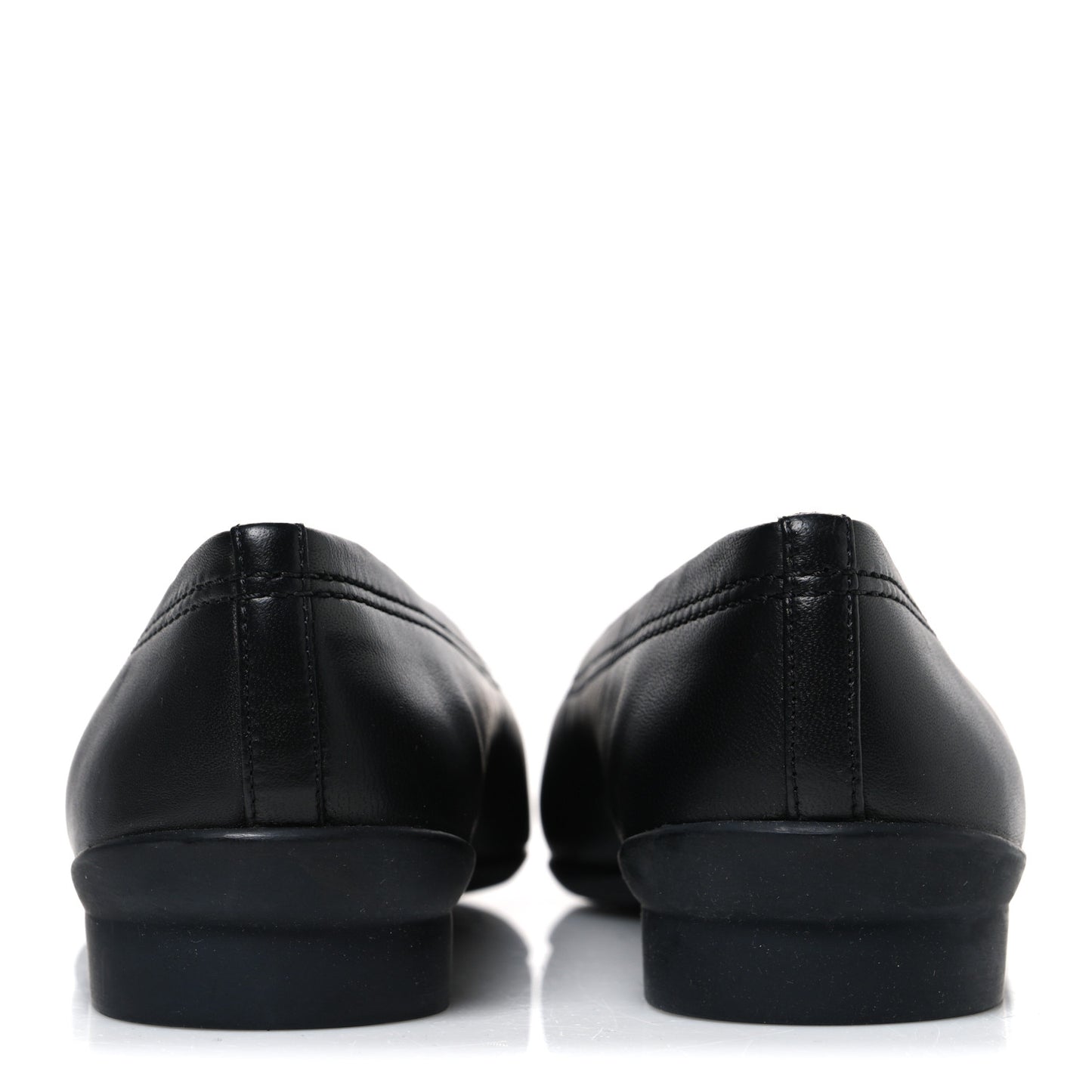 Lambskin Cap Toe CC Uniform Ballerina Flats 36.5 Black