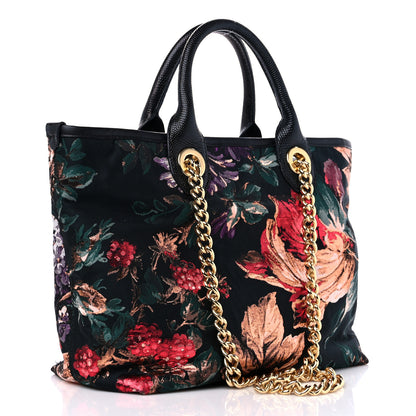 Dolce & Gabbana Jacquard Floral Stampa Iguana Amore Tote Black Multicolor 4 of 12