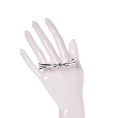 David Yurman Sterling Silver Diamond 7mm X Crossover Cuff 2 of 5