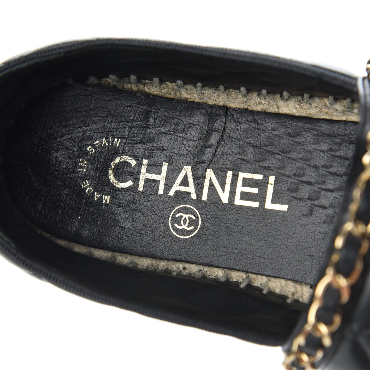 Lambskin Quilted CC Chain Espadrilles 36 Black