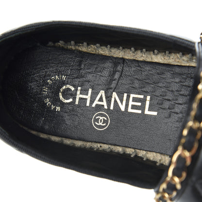 Chanel Lambskin Quilted CC Chain Espadrilles 36 Black 6 of 25
