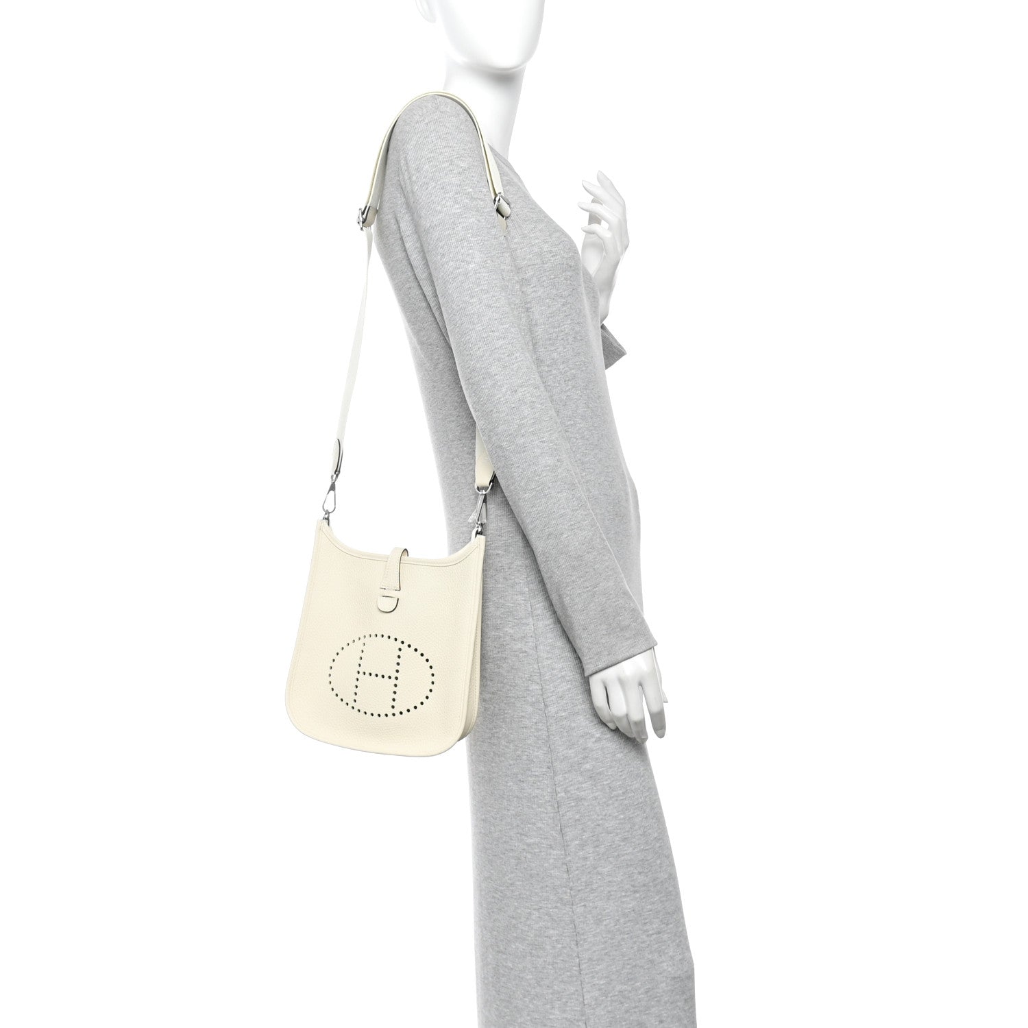 Hermes Taurillon Clemence Evelyne 23 Poche III Cream Cream 2 of 11