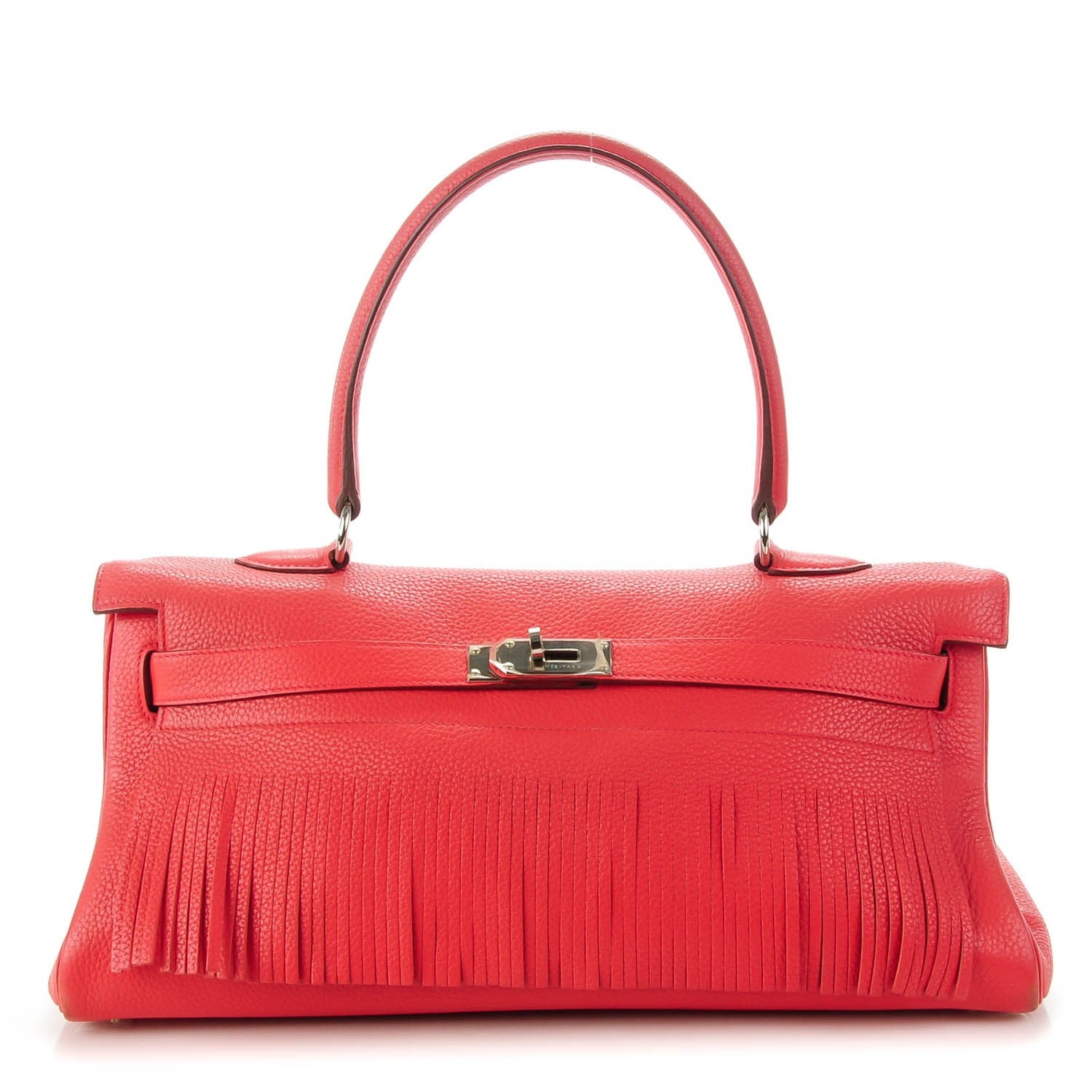 Hermes Taurillon Clemence Fringe Shoulder Kelly 40 Bougainvillea 2 of 21