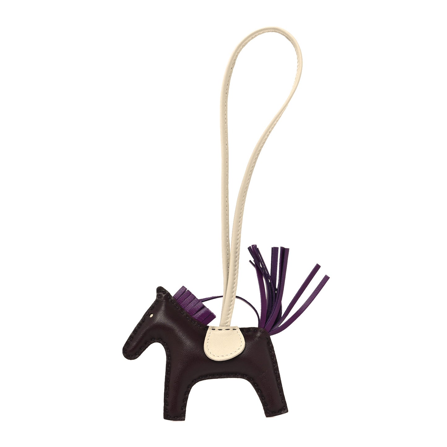 Milo Lambskin Grigri Rodeo Horse Bag Charm PM Rouge Sellier Craie Violet