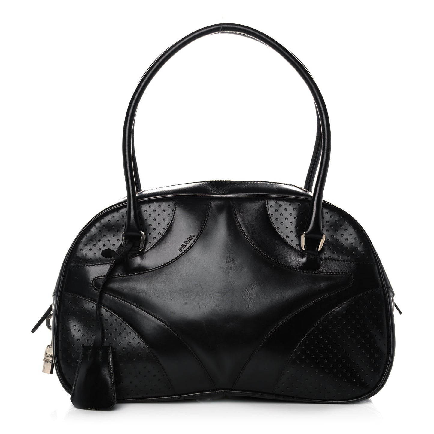 Vitello Drive Perforated Bowling Bag Black