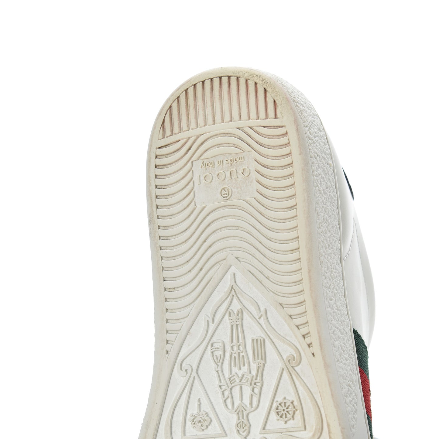 Calfskin Ayers Bee Embroidered Womens Ace Sneakers 35 White Green
