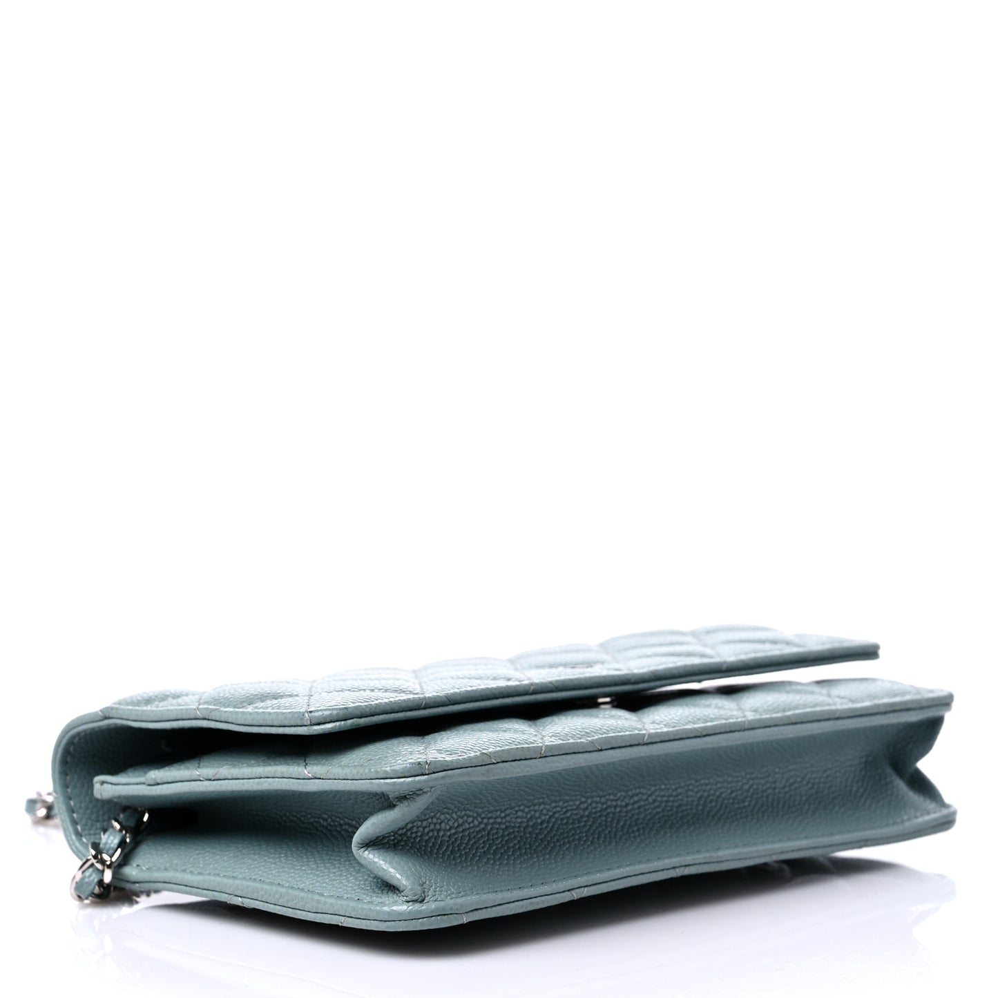 Caviar Quilted Wallet On Chain WOC Light Blue
