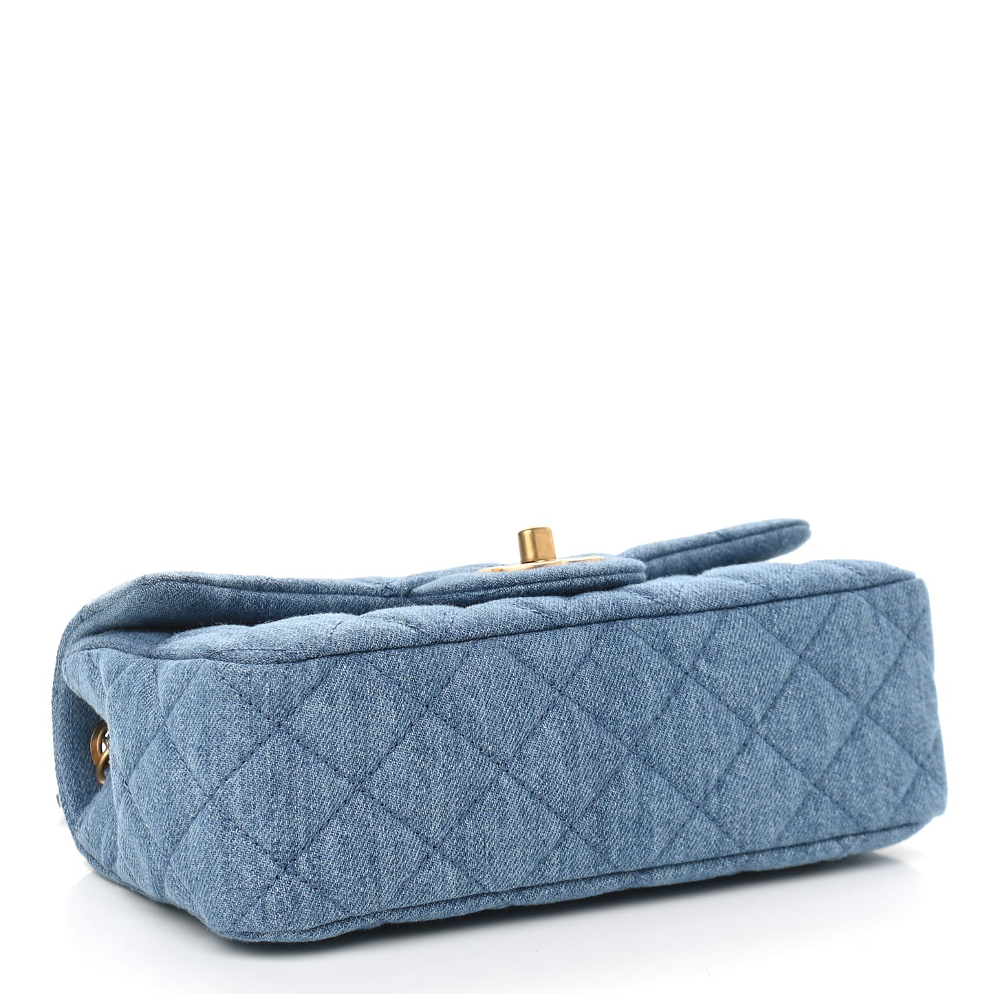 Denim Quilted Mini Pearl Crush Rectangular Flap Blue