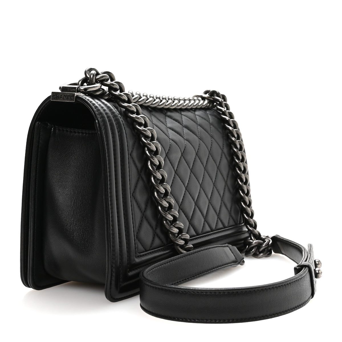 Chanel Lambskin Quilted Medium Boy Flap Black 3 of 10