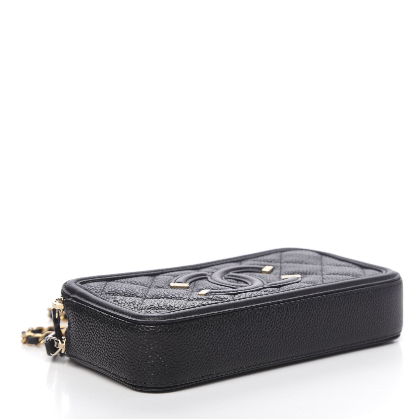 Caviar Quilted CC Filigree Clutch With Chain Black