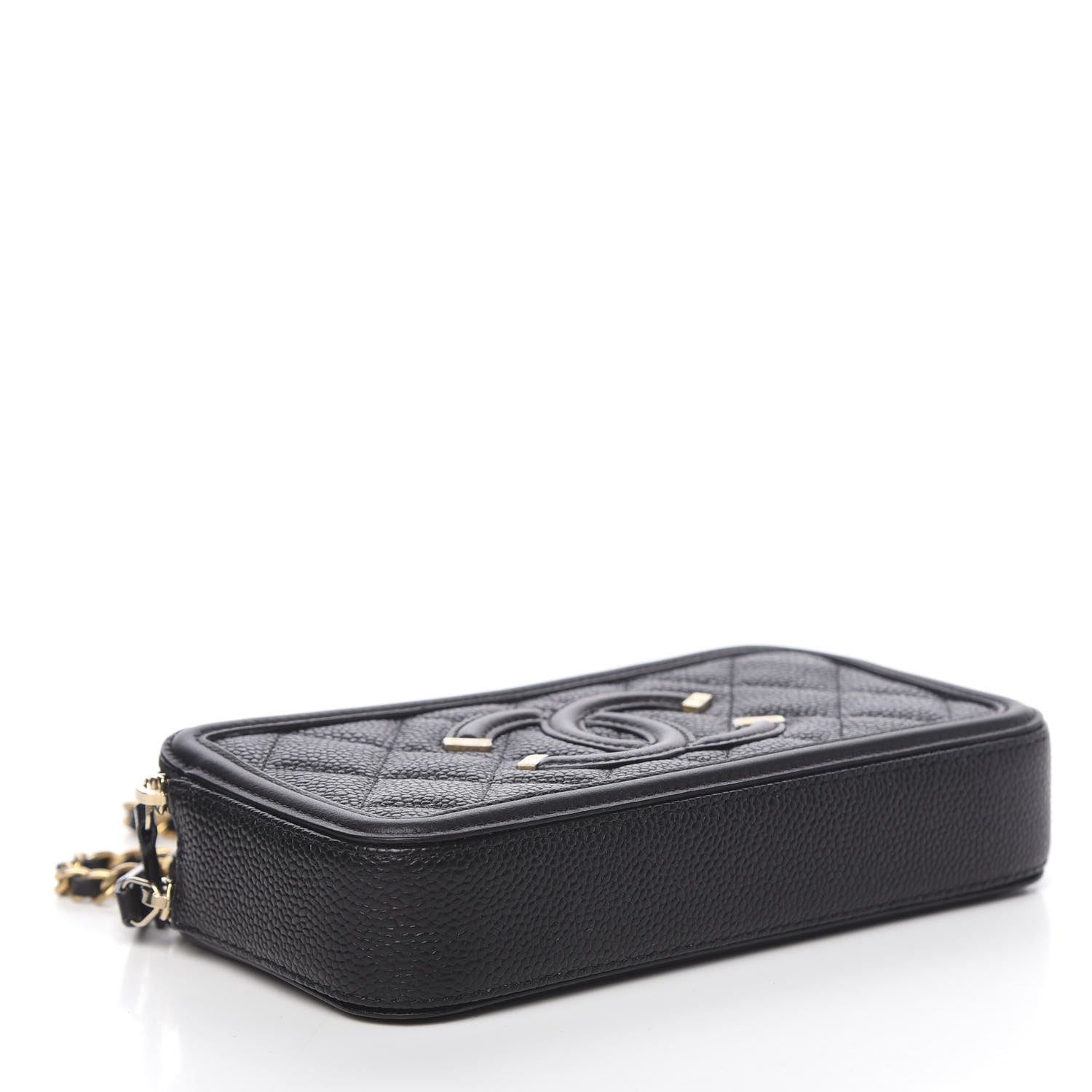 Chanel Caviar Quilted CC Filigree Clutch With Chain Black 4 of 14