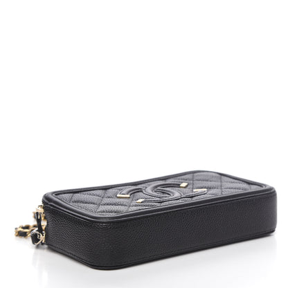 Chanel Caviar Quilted CC Filigree Clutch With Chain Black 4 of 14