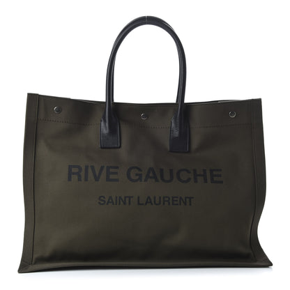 Saint Laurent Linen Calfskin Rive Gauche Tote Khaki 1 of 9