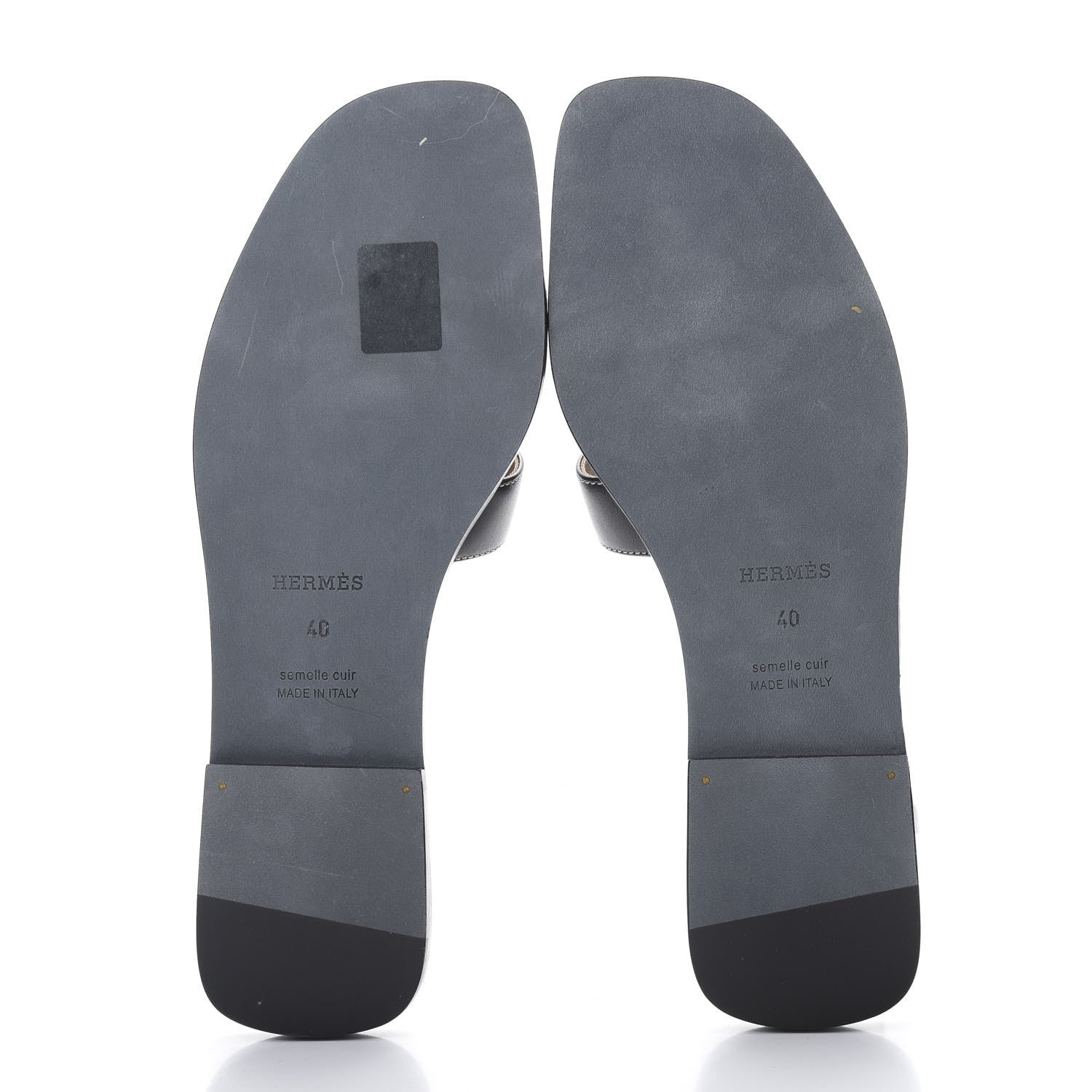 Hermes Box Calfskin Oran Sandals 40 Black 5 of 9