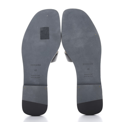 Hermes Box Calfskin Oran Sandals 40 Black 5 of 9