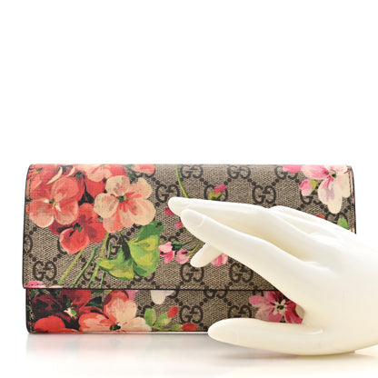 Gucci GG Supreme Monogram Blooms Continental Wallet Beige Multicolor Dry Rose 3 of 9