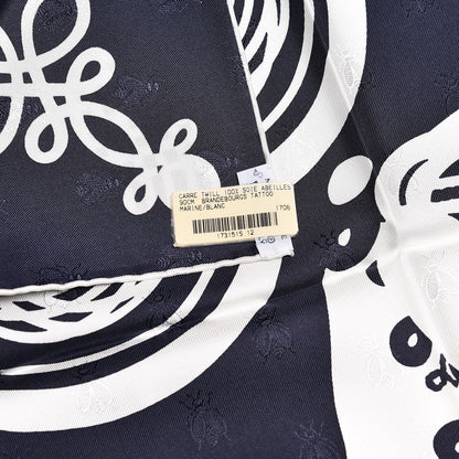 Hermes Silk Brandebourgs Tattoo Scarf 90 Marine Blanc 6 of 6