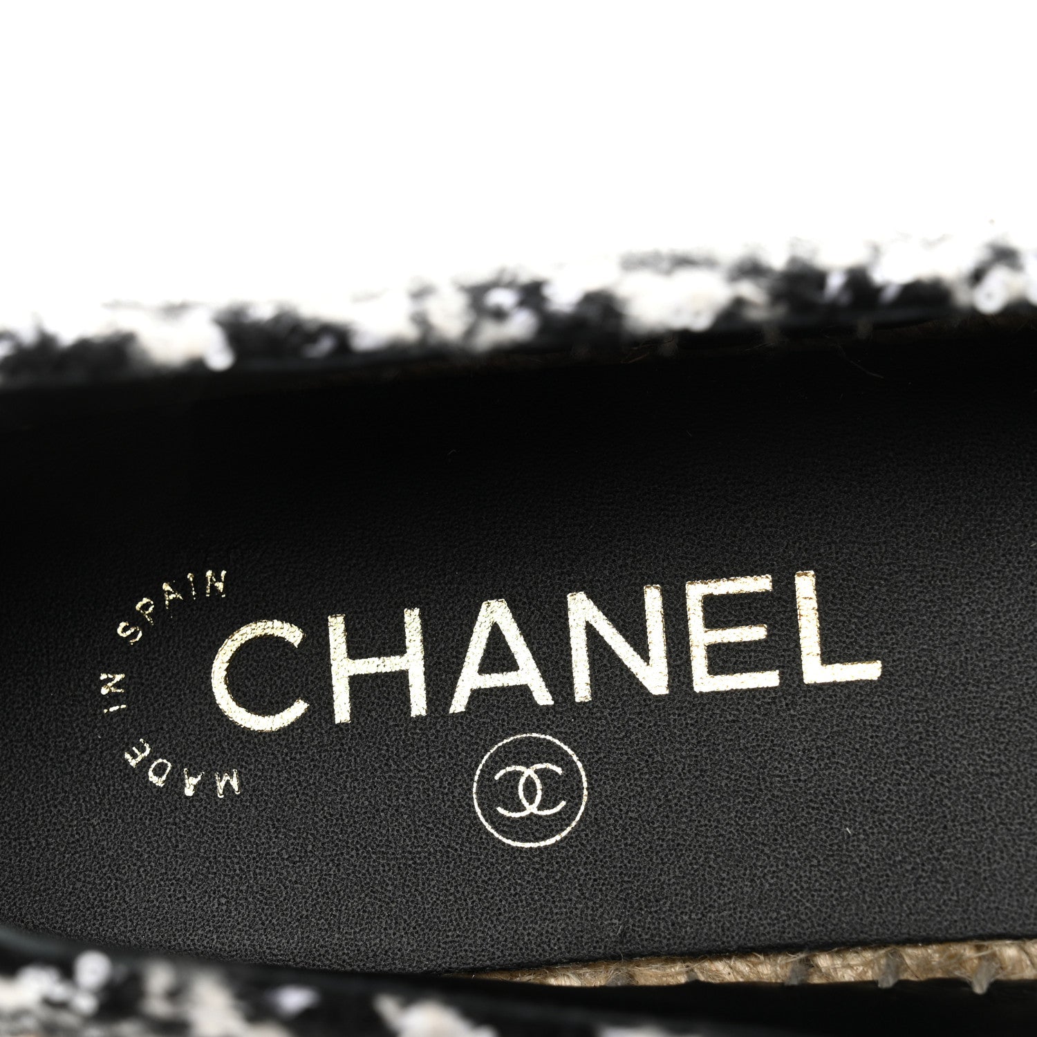 Chanel Tweed Lambskin CC Espadrilles 39 White Black 8 of 10