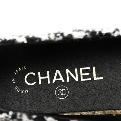 Chanel Tweed Lambskin CC Espadrilles 39 White Black 8 of 10